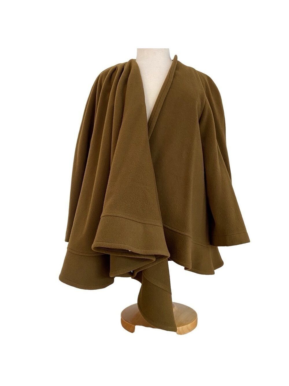 Vintage Agatha Girls wrap Ruana French design brown/kaki/olive 80% wool onesize